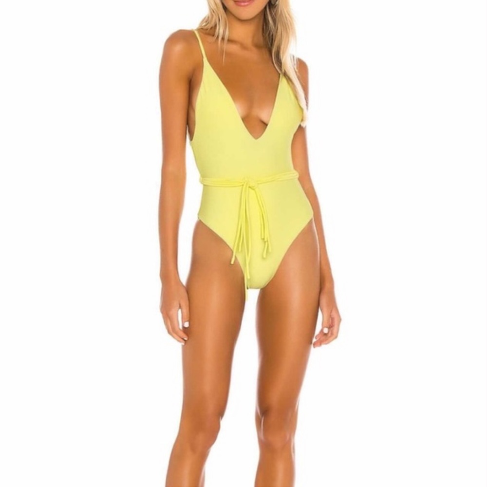 Lovewave Revolve yellow one piece swim suit with tie
